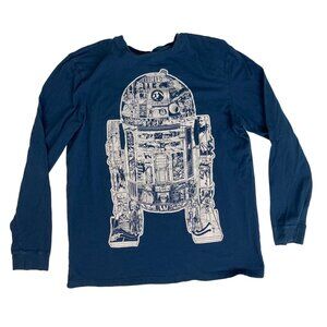 Star Wars Men's R2-D2 Long-Sleeved Tee L Navy Blue 100% Cotton